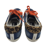 GOLDEN GOOSE SUPER-STAR DENIM/LEOPARD SNEAKERS DESIGNER SHOES BLUE 38