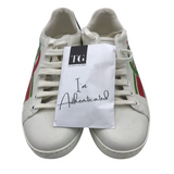 GUCCI ACE INTERLOCKING G SNEAKERS LUXE SHOES WHITE/RED 37.5