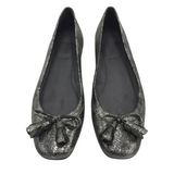 STUART WEITZMAN LEATHER BALLET FLAT SHOES SILVER 7.5N