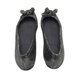 STUART WEITZMAN LEATHER BALLET FLAT SHOES SILVER 7.5N