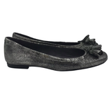 STUART WEITZMAN LEATHER BALLET FLAT SHOES SILVER 7.5N