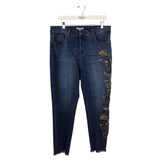 JOHN MARK EMBROIDERED STRAIGHT JEANS BLUE BROWN 14