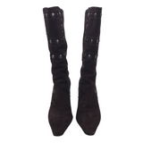 ANTONIO MELANI SUEDE STUDDED CALF BOOTS BROWN SILVER 7.5