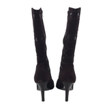 ANTONIO MELANI SUEDE STUDDED CALF BOOTS BROWN SILVER 7.5