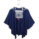 ELLE CROCHET DOLMAN BLOUSE NAVY XLARGE