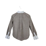 VERONICA BEARD STRIPE LONG SLEEVE DESIGNER BLOUSE WHITE BROWN 4