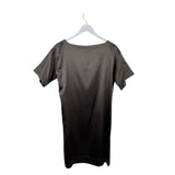 NATORI SATIN SHORT SLEEVE DESIGNER DRESS TAUPE XSMALL