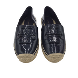 TORY BURCH RET$250 PATENT LEATHER ESPADRILLE SLIP ON SHOES NAVY BEIGE 6M