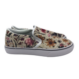 RET$95 FLORAL SLIP ON SNEAKER SHOES CREAM MULTI 7.5