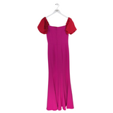 ZAC POSEN RET$695 PUFF SLEEVE MAXI FORMAL FUCHSIA RED 6
