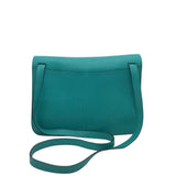 HERMES "HALZAN 31" TAURILLON CLEMENCE LEATHER LUXE HANDBAG TEAL 11”x8”x2.7”