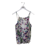 AMANDA UPRICHARD FLORAL SLEEVELESS DESIGNER TOP WHITE LILAC SMALL