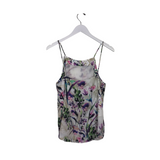 AMANDA UPRICHARD FLORAL SLEEVELESS DESIGNER TOP WHITE LILAC SMALL