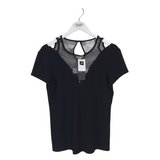 JOSEPH RIBKOFF NWT$228 RHINESTONES COLD SHOULDER DESIGNER TOP BLACK 10