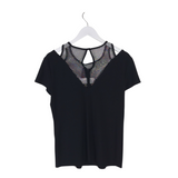 JOSEPH RIBKOFF NWT$228 RHINESTONES COLD SHOULDER DESIGNER TOP BLACK 10