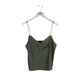 ALICE + OLIVIA SLEEVELESS COWL DESIGNER TOP OLIVE LARGE