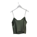 ALICE + OLIVIA SLEEVELESS COWL DESIGNER TOP OLIVE LARGE