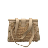ELLIOTT LUCCA FAUX FUR SATCHEL HANDBAG TAN 11” 8”x5”