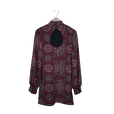 NWT LONG SLEEVE MINI DRESS MAROON TAUPE SMALL