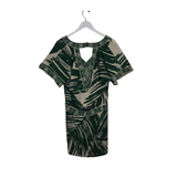 BCBGMAXAZRIA SHORT SLEEVE DESIGNER DRESS GREEN CREAM XSMALL
