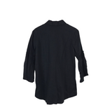 CROWN LINEN DESIGNS NWT FLARE SLEEVE BLOUSE BLACK XSMALL