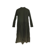 PAS DE CALAIS NWT$530 CRINKLE LONG SLEEVE MAXI DESIGNER DRESS OLIVE XSMALL