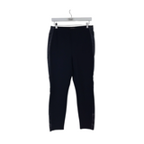 ST JOHN KNIT LEATHER TRIM DESIGNER PANT BLACK MEDIUM