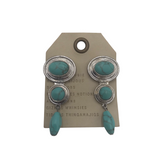 ANTHROPOLOGIE NWT$44 DANGLE TURQUOISE EARRINGS SILVER TURQUOISE
