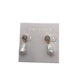 TALBOTS DANGLE EARRINGS GOLDTONE WHITE