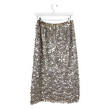 CHICO'S RET$149 SEQUIN MIDI SKIRT CHAMPAGNE SILVER 0