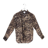 BAILEY 44 ANIMAL PRINT LONG SLEEVE DESIGNER BLOUSE TAN BROWN SMALL