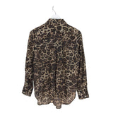BAILEY 44 ANIMAL PRINT LONG SLEEVE DESIGNER BLOUSE TAN BROWN SMALL