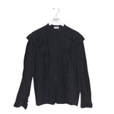 MALENE BIRGER RUFFLE PINTUCKS LONG SLEEVE DESIGNER TOP BLACK SMALL