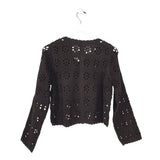 ULTRA PINK CROCHET LONG SLEEVE CARDIGAN BROWN SMALL