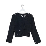ULTRA PINK CROCHET LONG SLEEVE CARDIGAN BLACK SMALL