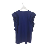 DREW NWT$168 RUFFLE SLEEVE DESIGNER TOP BLUE MEDIUM