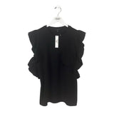DREW NWT$168 RUFFLE SLEEVE DESIGNER TOP BLACK MEDIUM