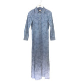 ALICE + OLIVIA NWT$595 DENIM PAISLEY LONG SLEEVE MAXI DESIGNER DRESS BLUE SMALL