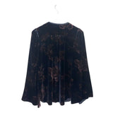 EMBROIDERED VELOUR TOP NAVY BROWN M/L