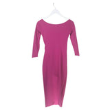 CHIARA BONI RUFFLE KNIT 3/4 SLEEVE DESIGNER DRESS FUCHSIA 40