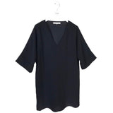 TRINA TURK TUNIC CUFFED SLEEVE DESIGNER TOP BLACK LARGE