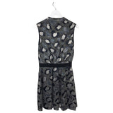 LEIFSDOTTIR MINI PRINT SLEEVELESS DESIGNER DRESS GREY BLACK 0
