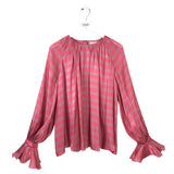 ROKSANDA STRIPE LONG SLEEVE DESIGNER BLOUSE CORAL MAUVE L/XL