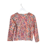 CABLE & GAUGE NWT TIE FRONT PRINT 3/4 SLEEVE CARDIGAN PINK ORANGE SMALL