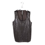 LAFAYETTE 148 SILK SEQUIN SLEEVELESS DESIGNER TOP BROWN LARGE
