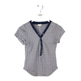PILCRO HENLEY SHORT SLEEVE TOP NAVY WHITE SMALL