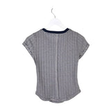 PILCRO HENLEY SHORT SLEEVE TOP NAVY WHITE SMALL