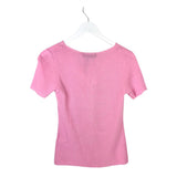ZARA NWT$46 KNIT SHORT SLEEVE BLOUSE PINK WHITE MEDIUM