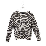 ZARA ZEBRA LONG SLEEVE TOP BROWN WHITE SMALL