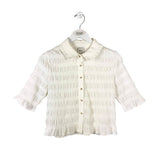 MAEVE SMOCKED 3/4 SLEEVE BLOUSE WHITE SMALL